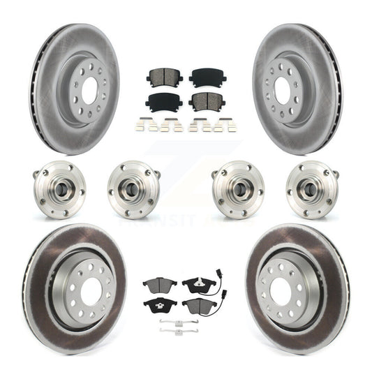 Hub Bearing Coated Disc Brake Rotor Pads Front Rear Kit (10Pc) For Volkswagen CC