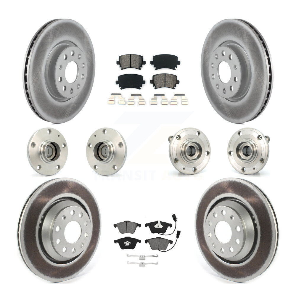 Hub Bearing Coated Disc Brake Rotor Pads Front Rear Kit (10Pc) For Volkswagen CC
