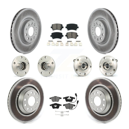 Hub Bearing Coated Disc Brake Rotor Pads Front Rear Kit (10Pc) For Volkswagen CC