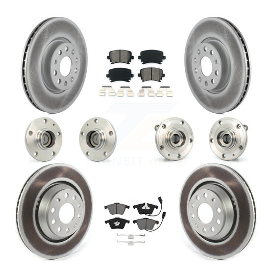Hub Bearing Coated Disc Brake Rotor Pads Front Rear Kit (10Pc) For Volkswagen CC
