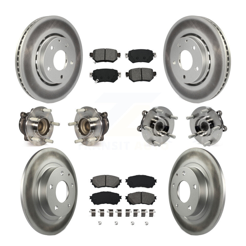 Hub Bearings Coated Disc Brake Rotors And Pads Front Rear Kit (10Pc) For Mazda 6