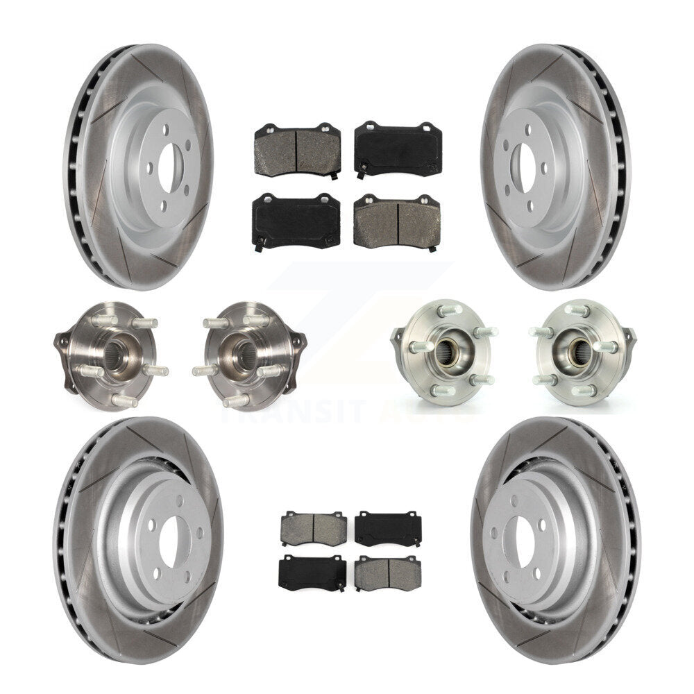 Hub Bearing Coated Brake Rotor & Pads Front Rear Kit (10Pc) For Dodge Challenger