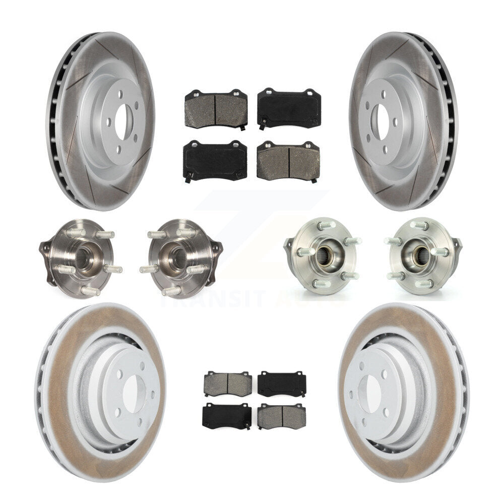 Hub Bearing Coated Brake Rotor & Pads Front Rear Kit (10Pc) For Dodge Challenger