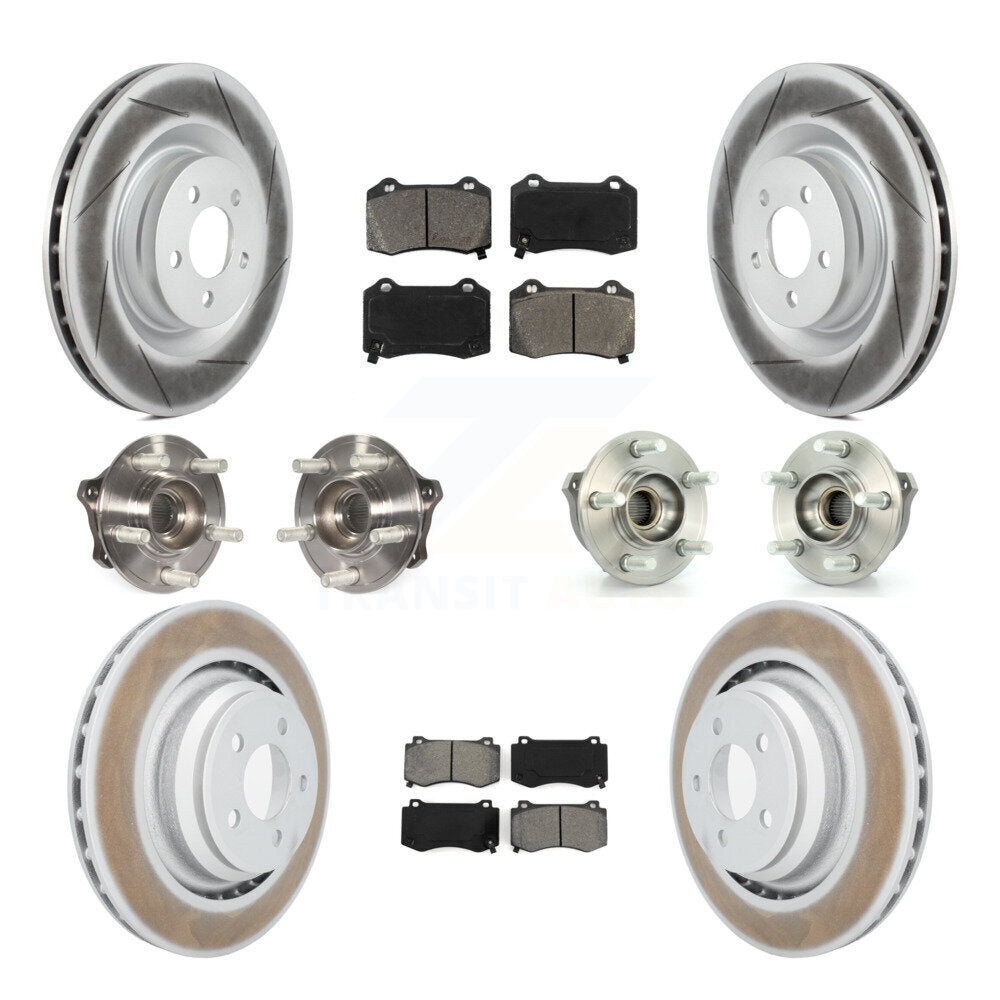 Hub Bearing Coated Brake Rotor & Pads Front Rear Kit (10Pc) For Dodge Challenger