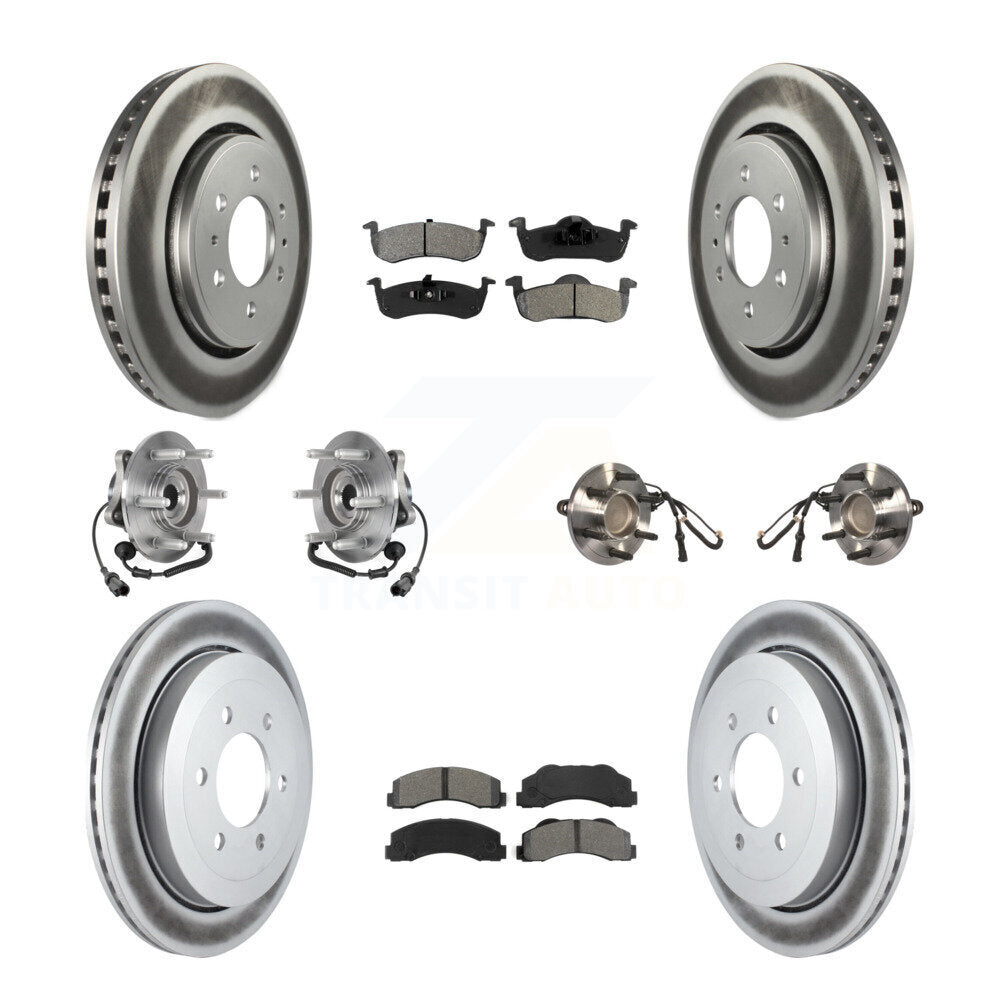Hub Bearing Coated Brake Rotor Pad Front Rear Kit (10Pc) For Ford Expedition RWD