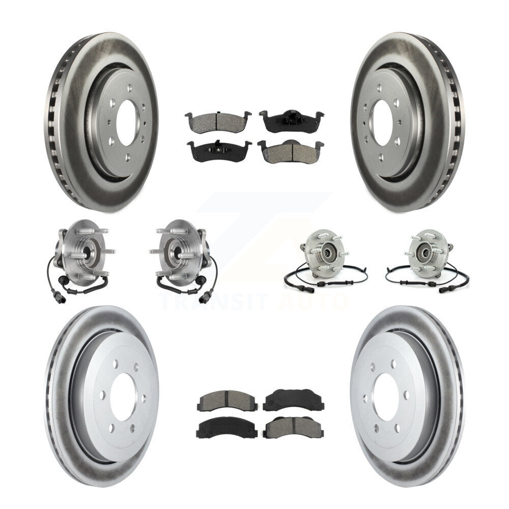 Hub Bearing Coated Brake Rotor Pad Front Rear Kit (10Pc) For Ford Expedition 4WD
