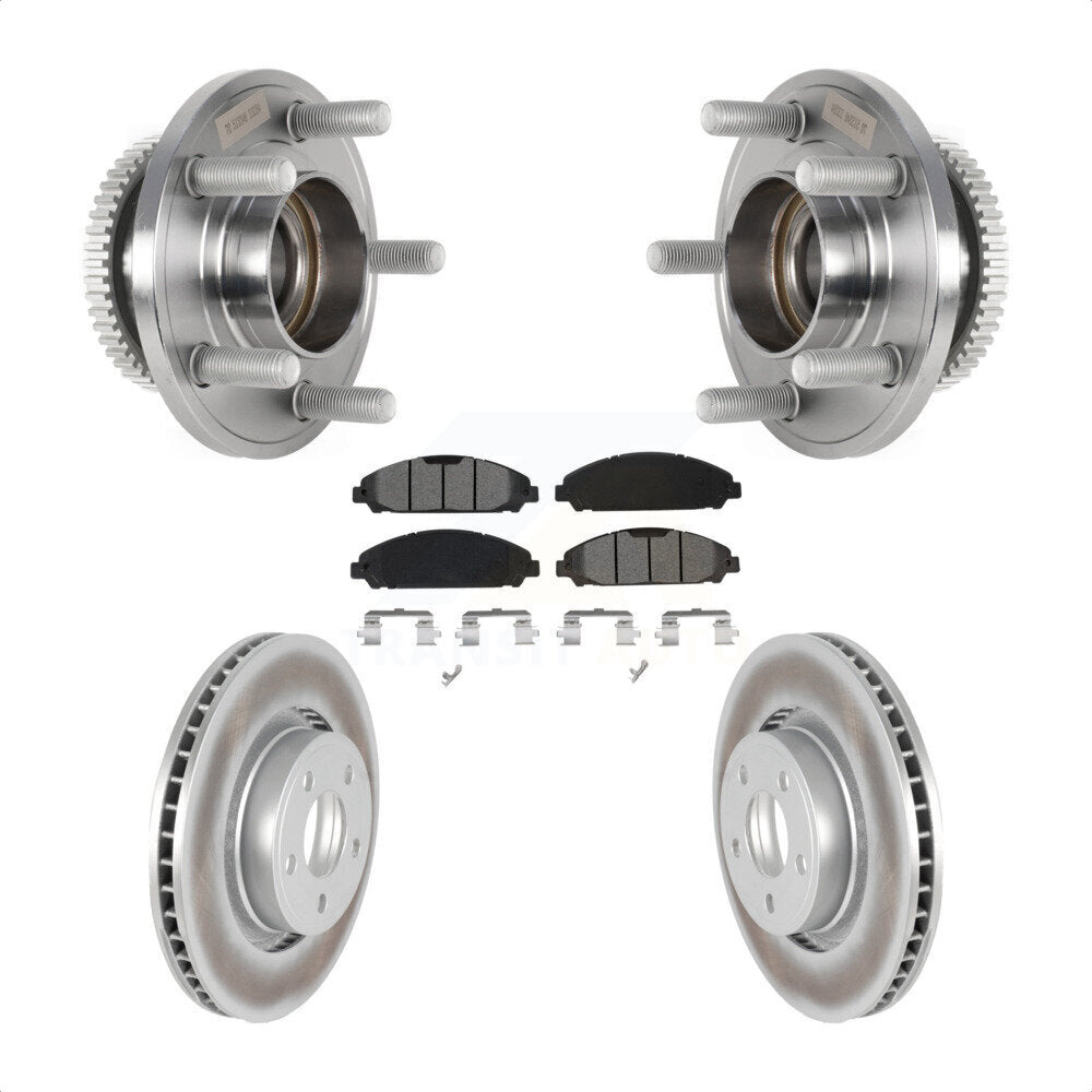 Hub Bearing Assembly Coated Disc Brake Rotor And Pads Front Kit For Ford Mustang