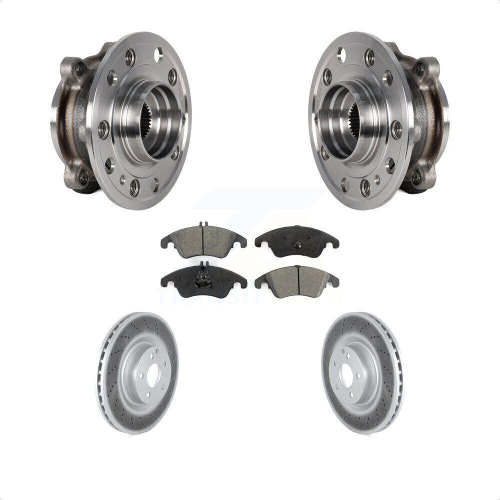 Hub Bearing Coated Brake Rotor And Pad Front Kit For 2017 Mercedes-Benz E400 AWD