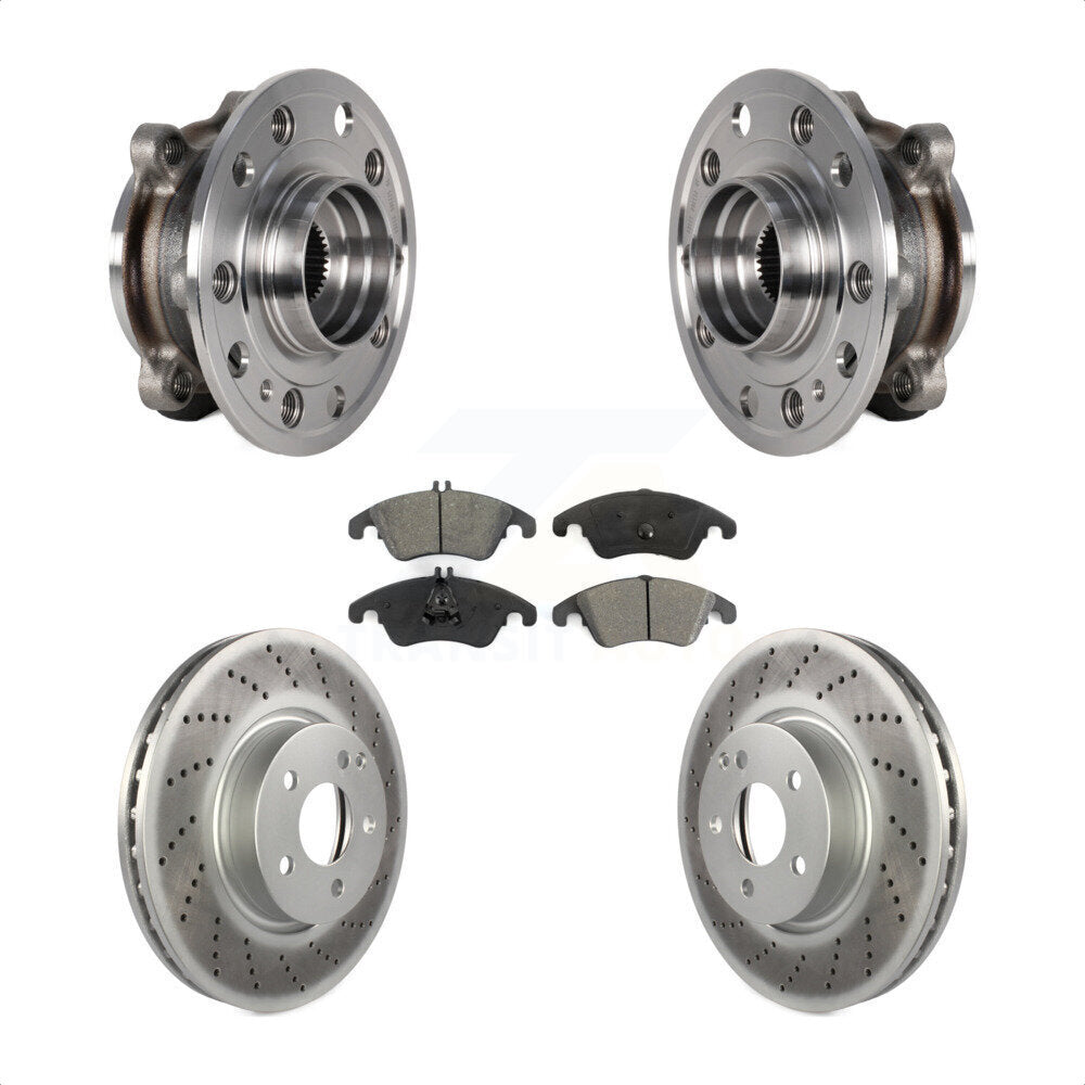 Hub Bearing Coated Brake Rotor And Pad Front Kit For 2017 Mercedes-Benz E400 AWD