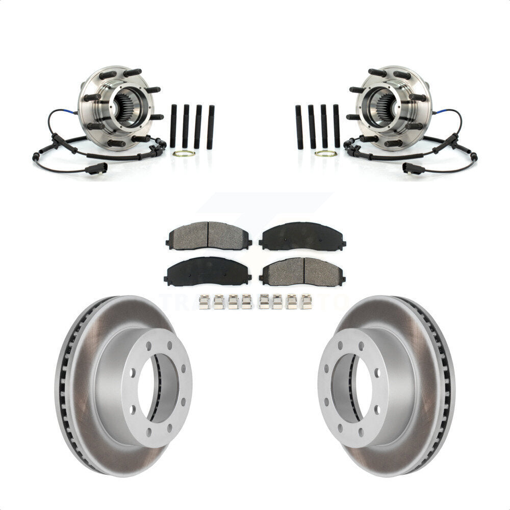 Hub Bearing Coated Brake Rotor Pads Front Kit For 2013 Ford F-250 Super Duty 4WD