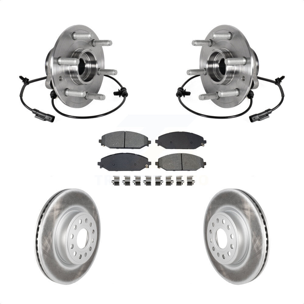 Hub Bearing Assembly Coated Disc Brake Rotors And Pads Front Kit For Ram 1500