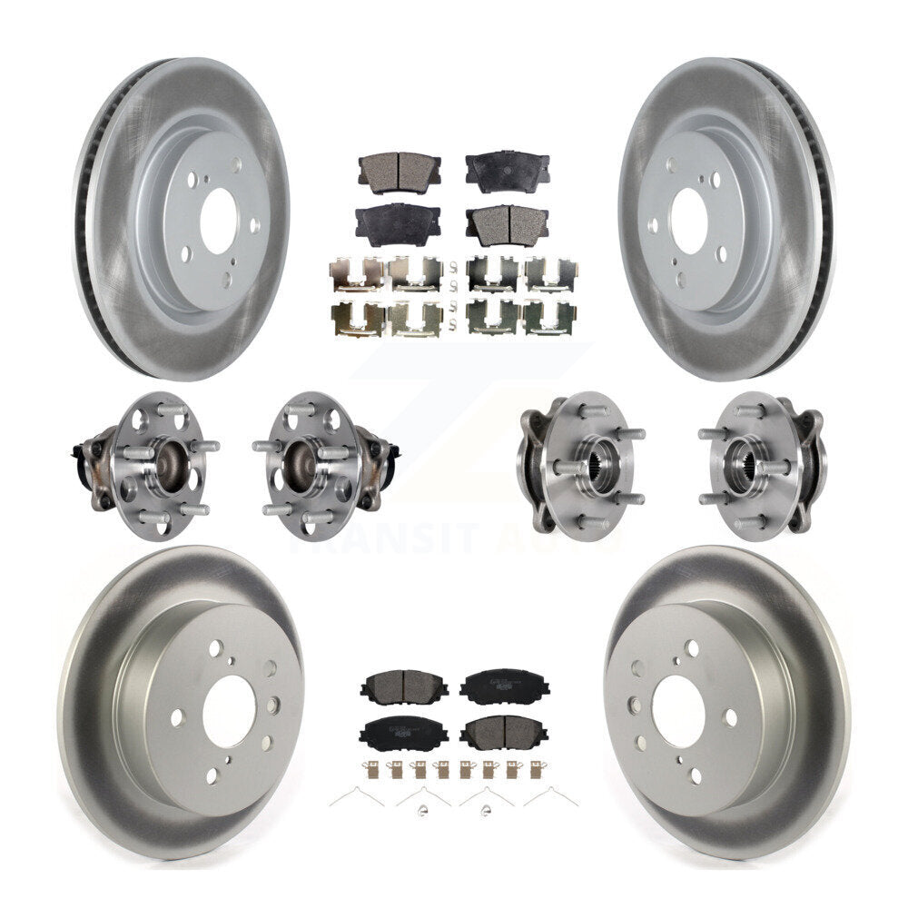 Hub Bearing Coated Disc Brake Rotor & Pad Front Rear Kit (10Pc) For Toyota Camry