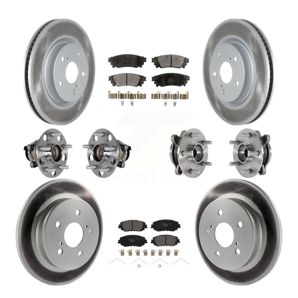 Hub Bearing Coated Disc Brake Rotor & Pad Front Rear Kit (10Pc) For Toyota Camry