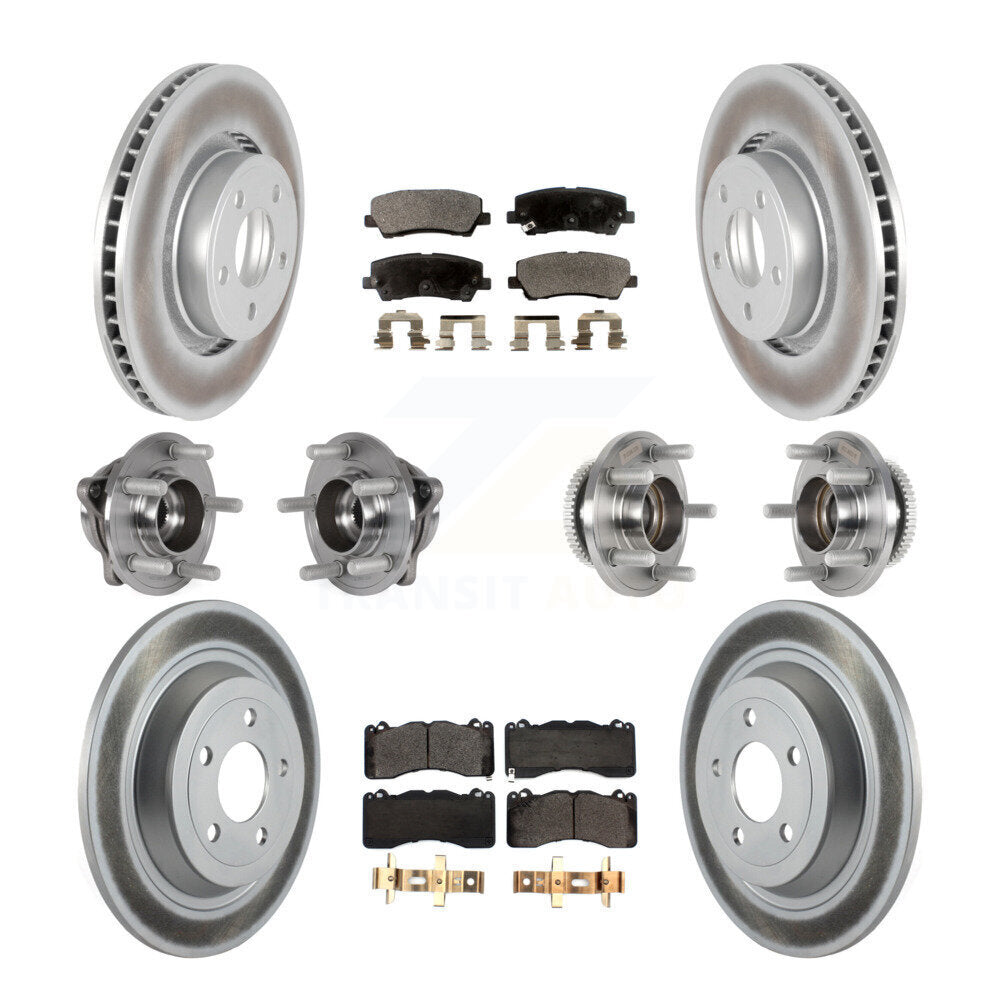 Hub Bearing Coated Disc Brake Rotor & Pad Front Rear Kit (10Pc) For Ford Mustang