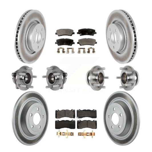 Hub Bearing Coated Disc Brake Rotor & Pad Front Rear Kit (10Pc) For Ford Mustang