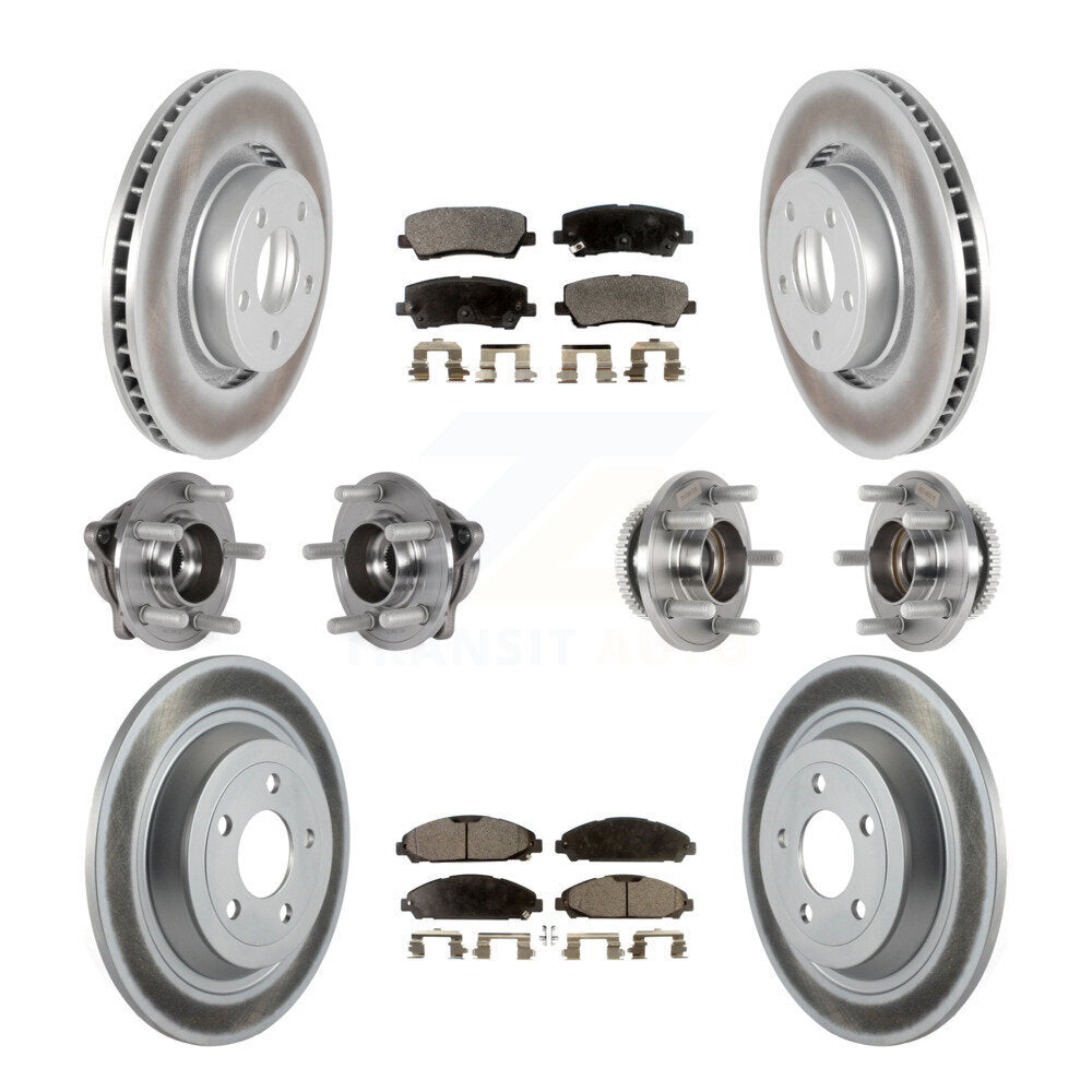 Hub Bearing Coated Disc Brake Rotor & Pad Front Rear Kit (10Pc) For Ford Mustang