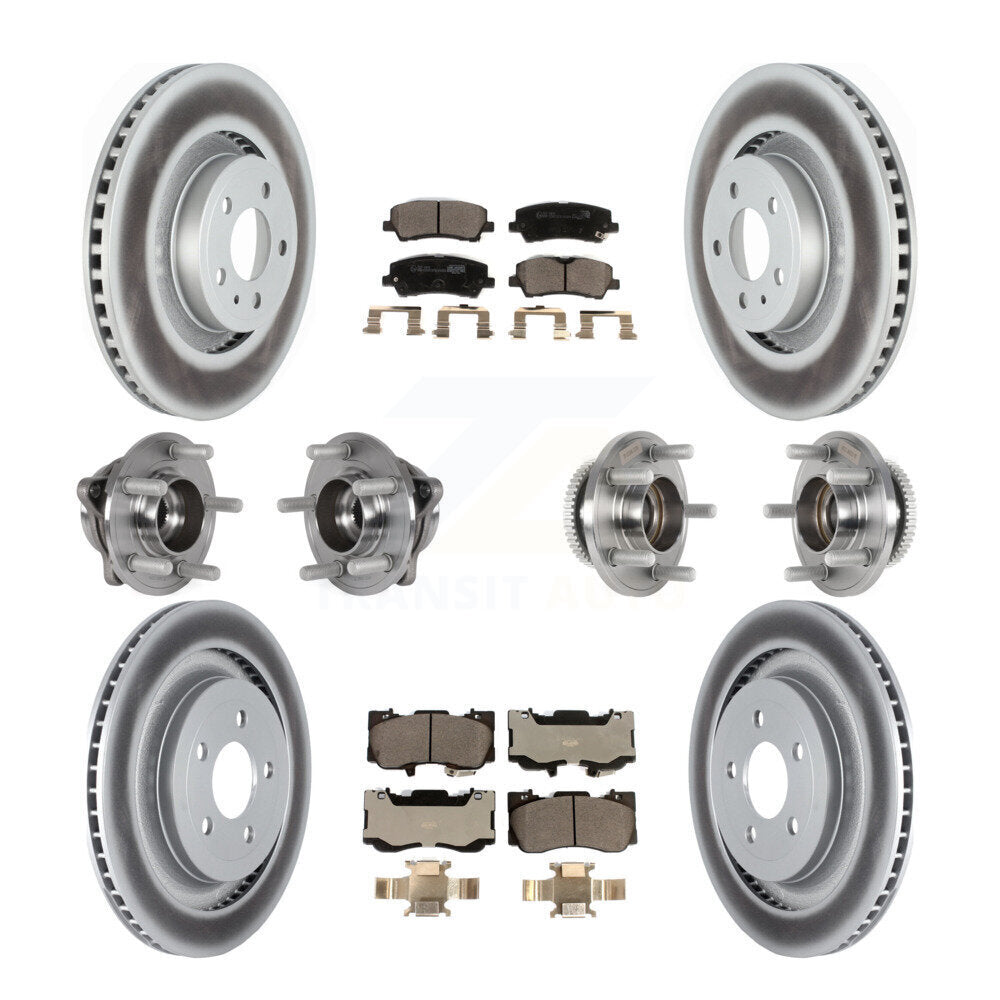 Hub Bearing Coated Disc Brake Rotor & Pad Front Rear Kit (10Pc) For Ford Mustang