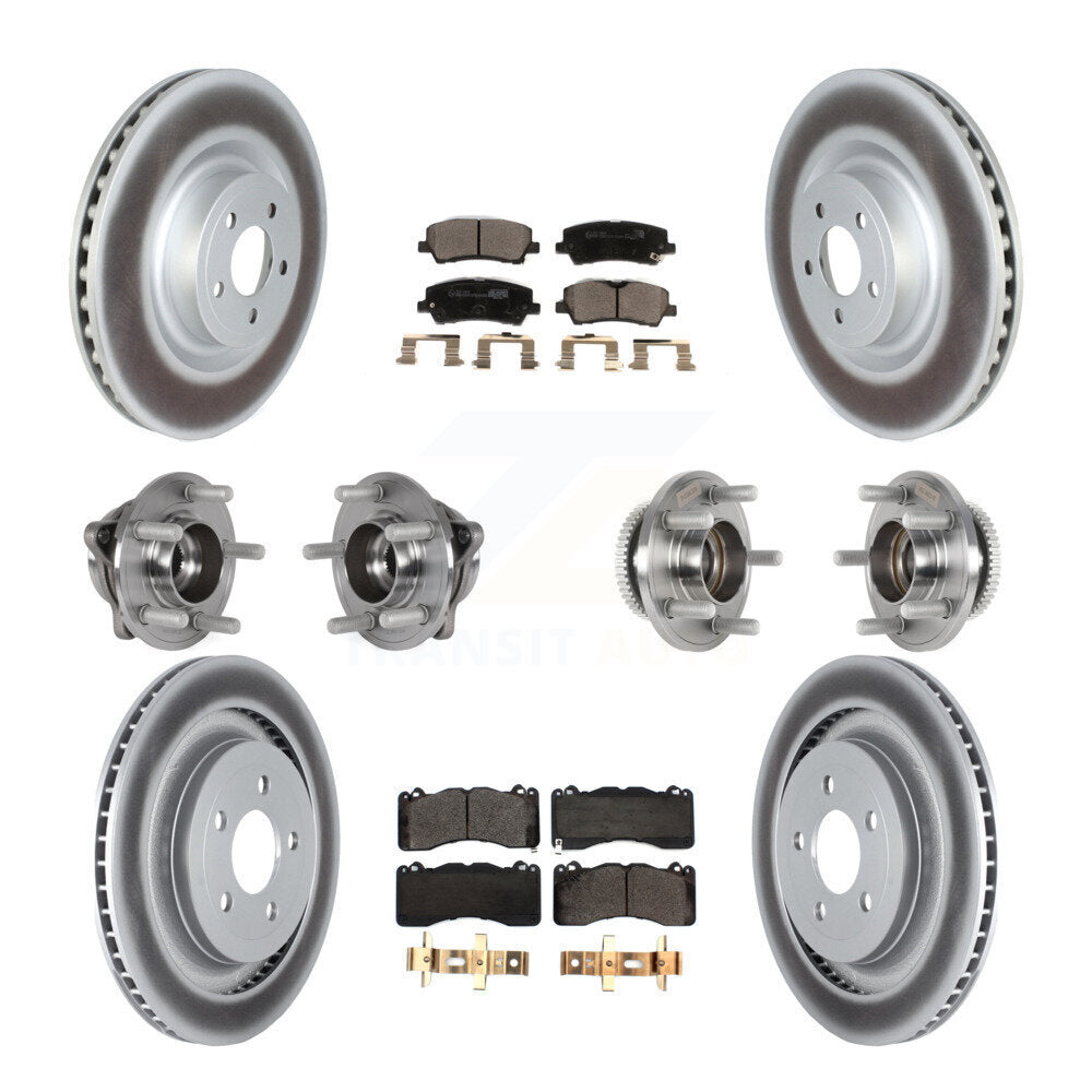 Hub Bearing Coated Disc Brake Rotor & Pad Front Rear Kit (10Pc) For Ford Mustang