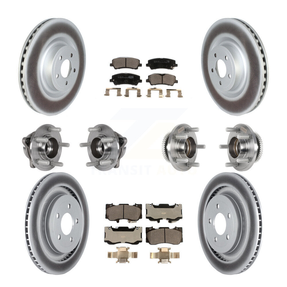 Hub Bearing Coated Disc Brake Rotor & Pad Front Rear Kit (10Pc) For Ford Mustang
