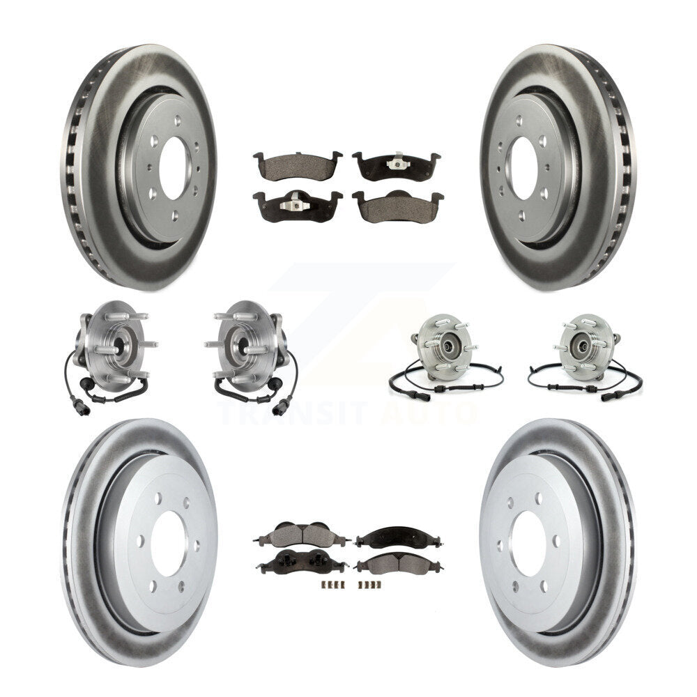 Hub Bearing Coated Brake Rotor And Pad Front Rear Kit (10Pc) For Ford Expedition