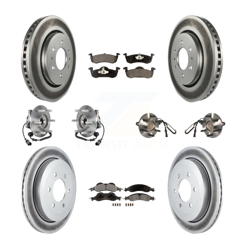 Hub Bearing Coated Brake Rotor Pad Front Rear Kit (10Pc) For Ford Expedition RWD