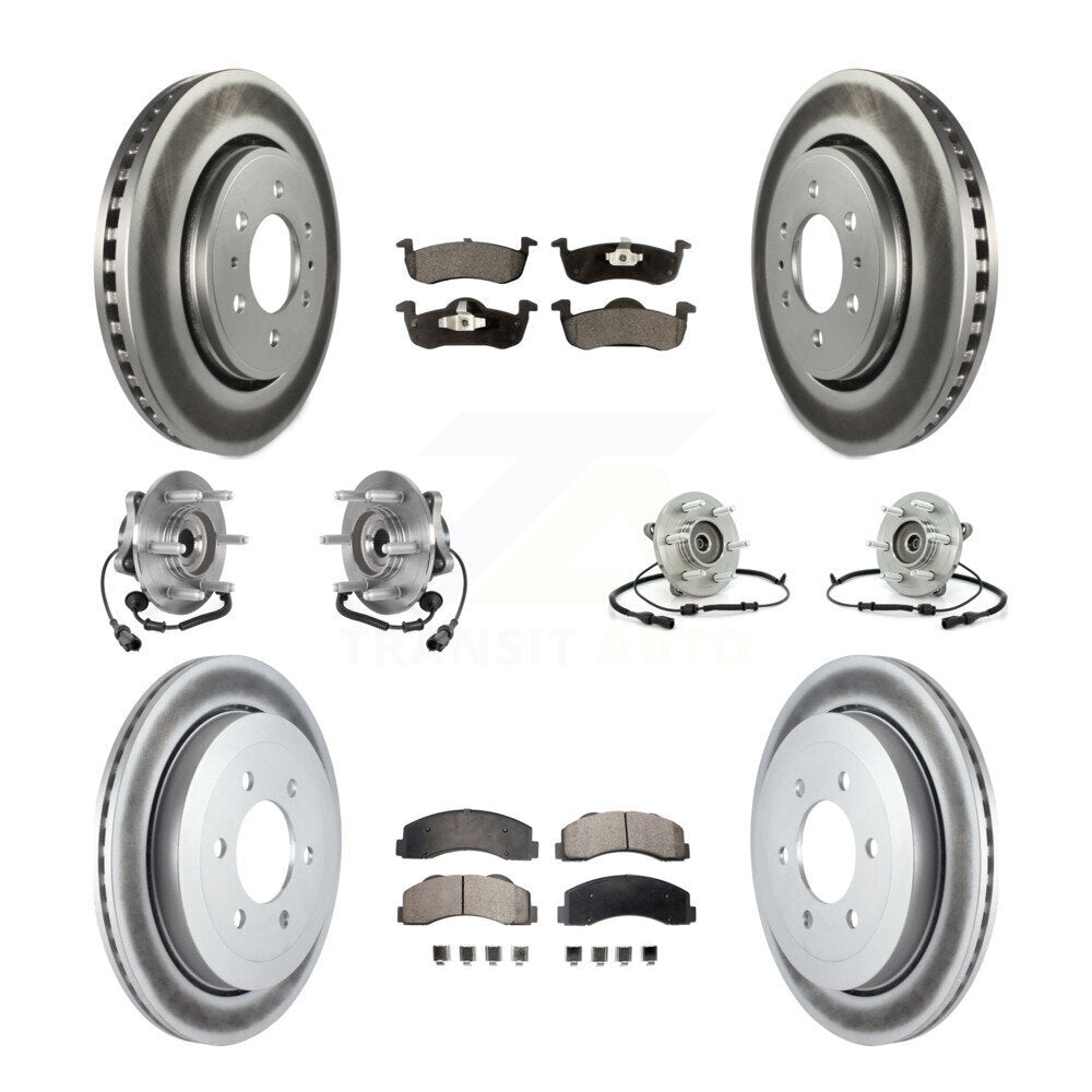 Hub Bearing Coated Brake Rotor Pad Front Rear Kit (10Pc) For Ford Expedition 4WD