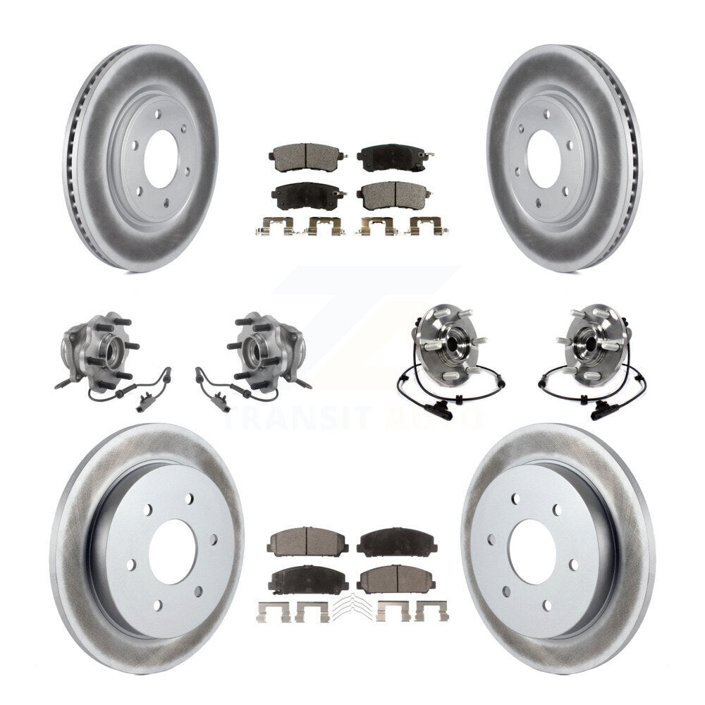 Hub Bearing Coated Brake Rotor & Pad Front Rear Kit (10Pc) For Nissan Armada AWD