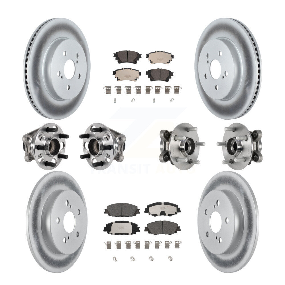 Hub Bearing Coated Disc Brake Rotor Pad Front Rear Kit (10Pc) For Toyota Corolla