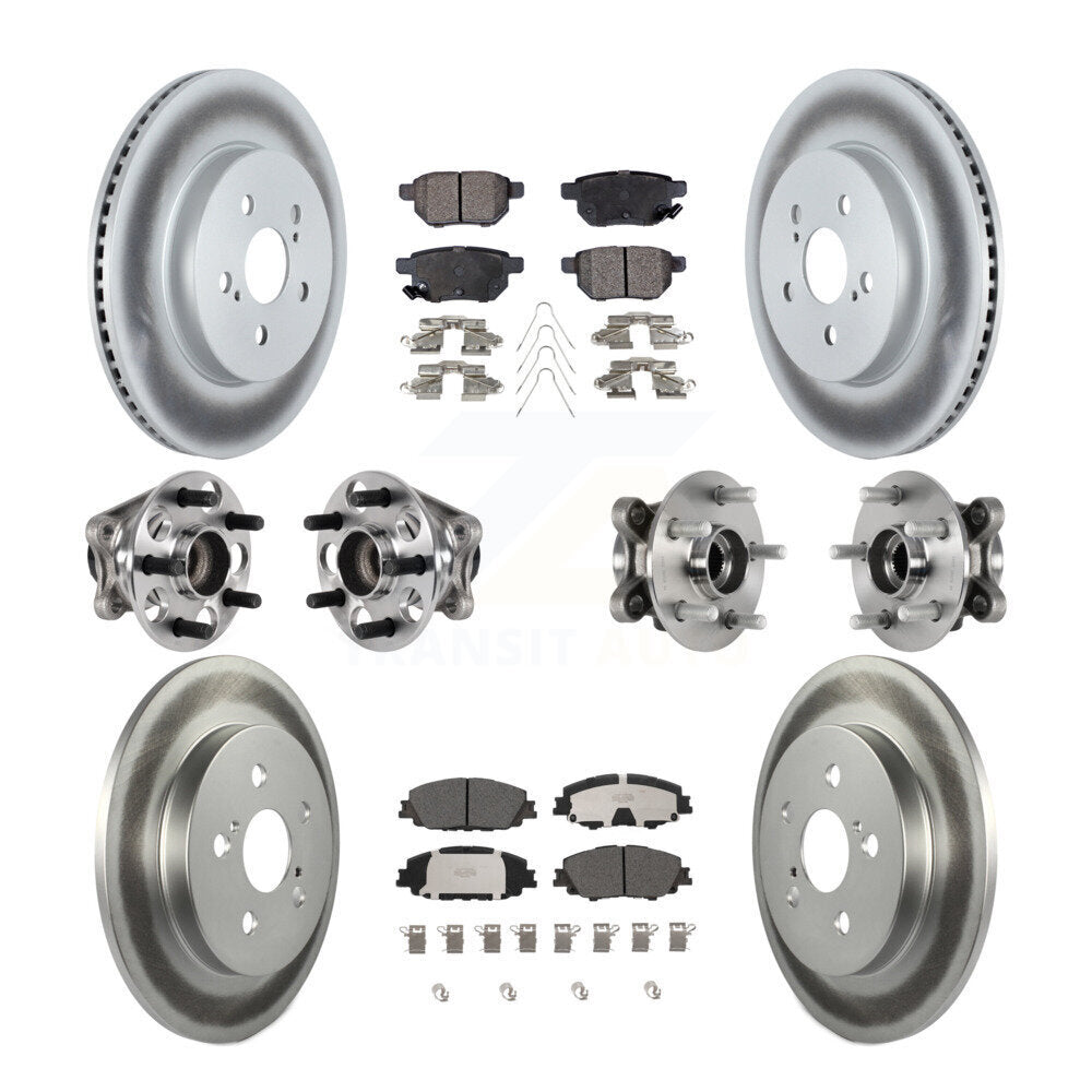 Hub Bearing Coated Brake Rotor Pads Front Rear Kit (10Pc) For Toyota Prius Prime