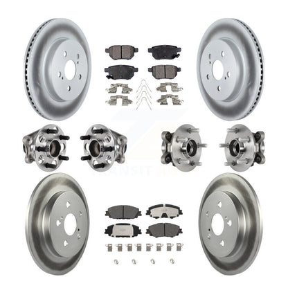 Hub Bearing Coated Brake Rotor Pads Front Rear Kit (10Pc) For Toyota Prius Prime