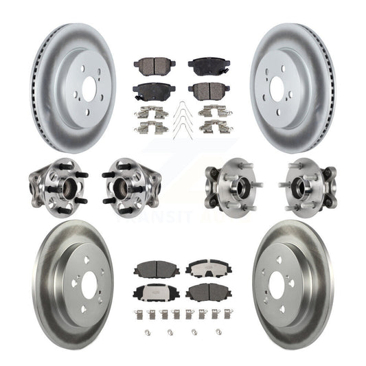 Hub Bearing Coated Brake Rotor Pads Front Rear Kit (10Pc) For Toyota Prius Prime