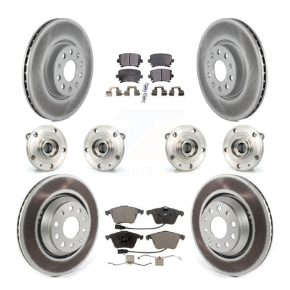 Hub Bearing Coated Disc Brake Rotor Pads Front Rear Kit (10Pc) For Volkswagen CC