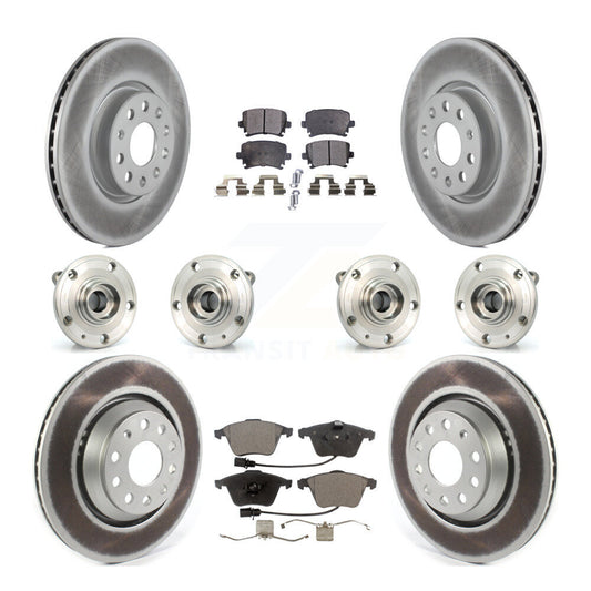 Hub Bearing Coated Disc Brake Rotor Pads Front Rear Kit (10Pc) For Volkswagen CC