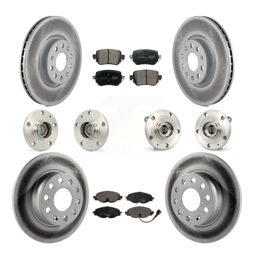 Hub Bearing Coated Brake Rotor & Pad Front Rear Kit (10Pc) For Volkswagen Passat