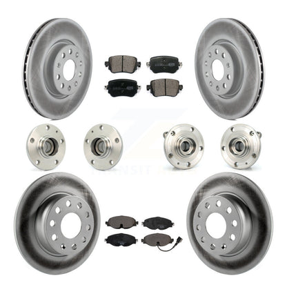 Hub Bearing Coated Brake Rotor & Pad Front Rear Kit (10Pc) For Volkswagen Passat