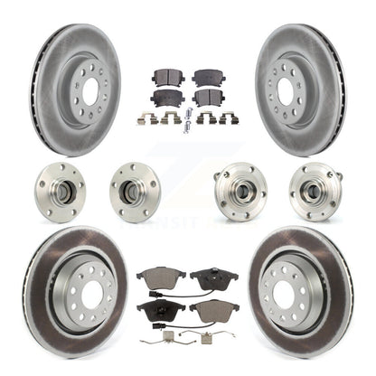 Hub Bearing Coated Disc Brake Rotor Pads Front Rear Kit (10Pc) For Volkswagen CC