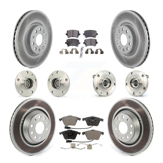 Hub Bearing Coated Disc Brake Rotor Pads Front Rear Kit (10Pc) For Volkswagen CC