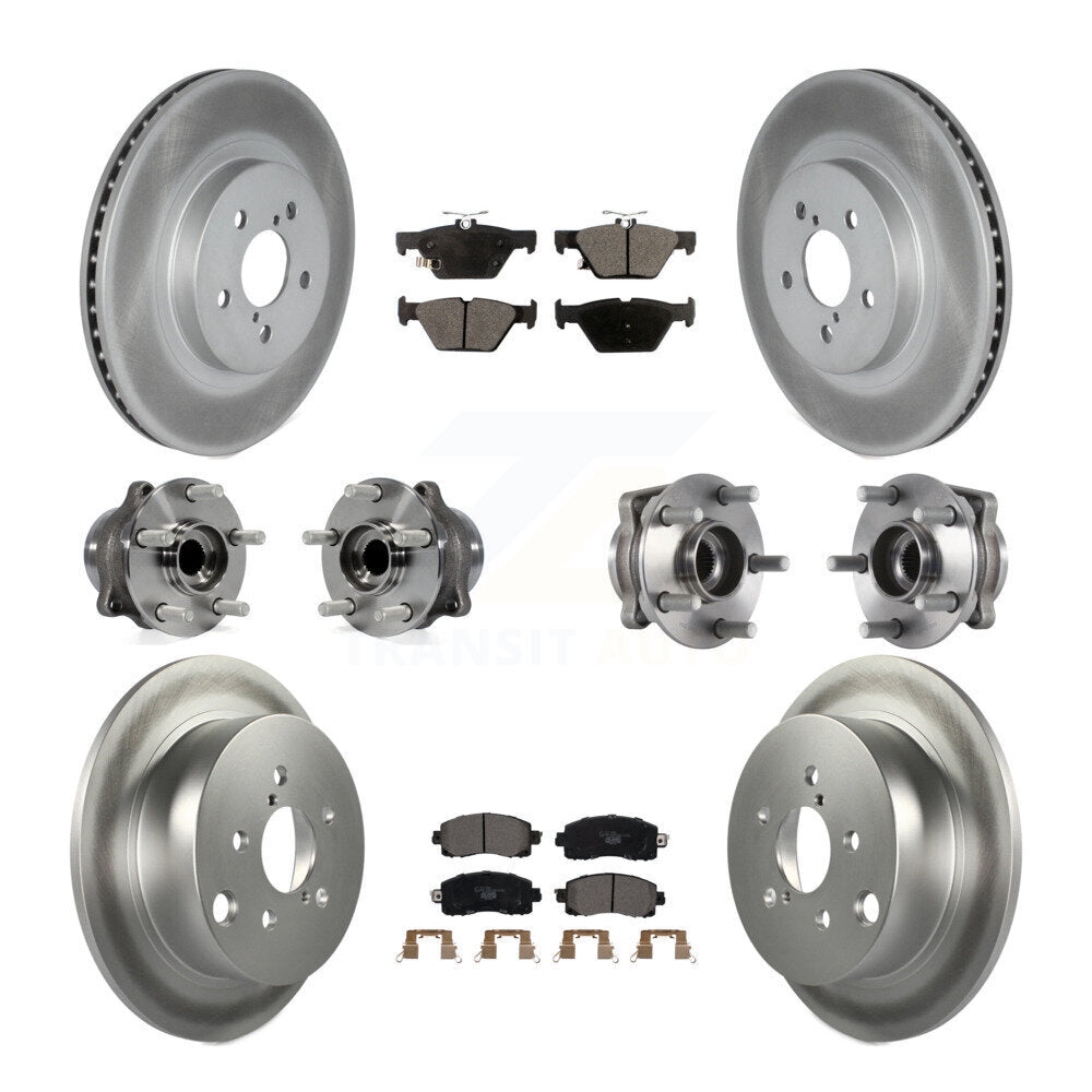 Hub Bearing Coated Brake Rotor & Pads Front Rear Kit (10Pc) For Subaru Crosstrek