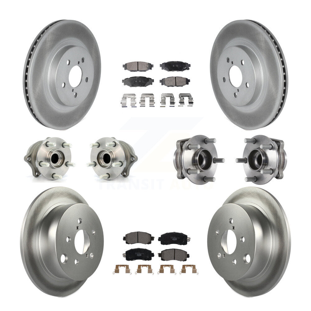 Hub Bearing Coated Brake Rotor & Pads Front Rear Kit (10Pc) For Subaru Crosstrek