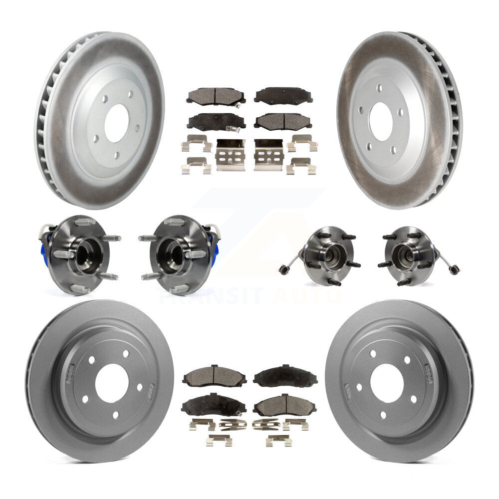 Hub Bearing Coated Disc Brake Rotor & Pad Front Rear Kit (10Pc) For Cadillac XLR