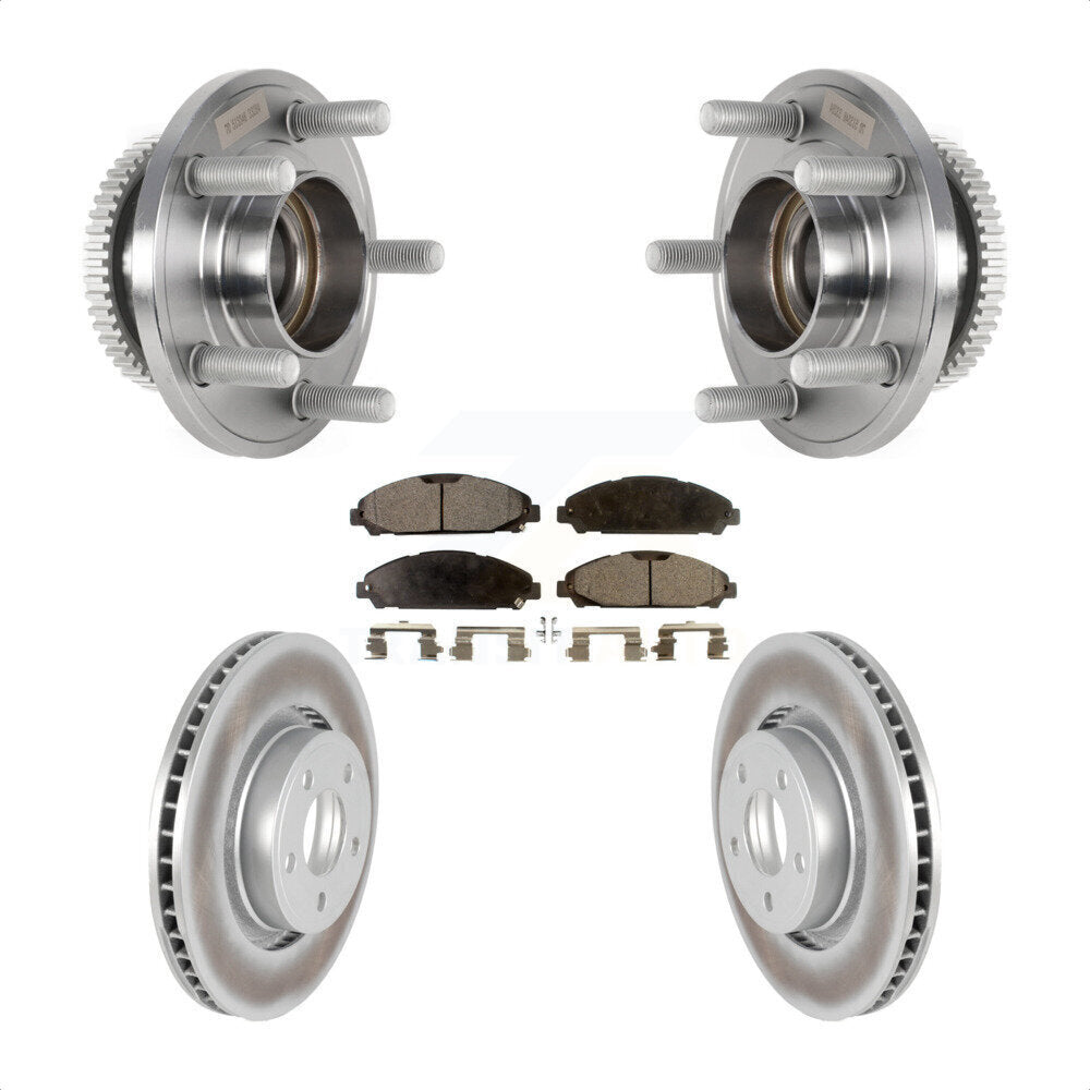 Hub Bearing Assembly Coated Disc Brake Rotor And Pads Front Kit For Ford Mustang