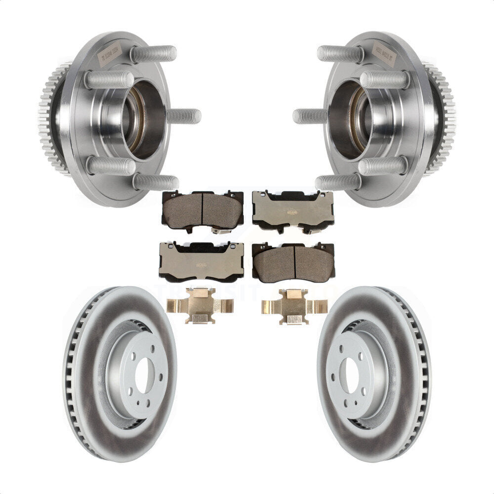 Hub Bearing Assembly Coated Disc Brake Rotor And Pads Front Kit For Ford Mustang