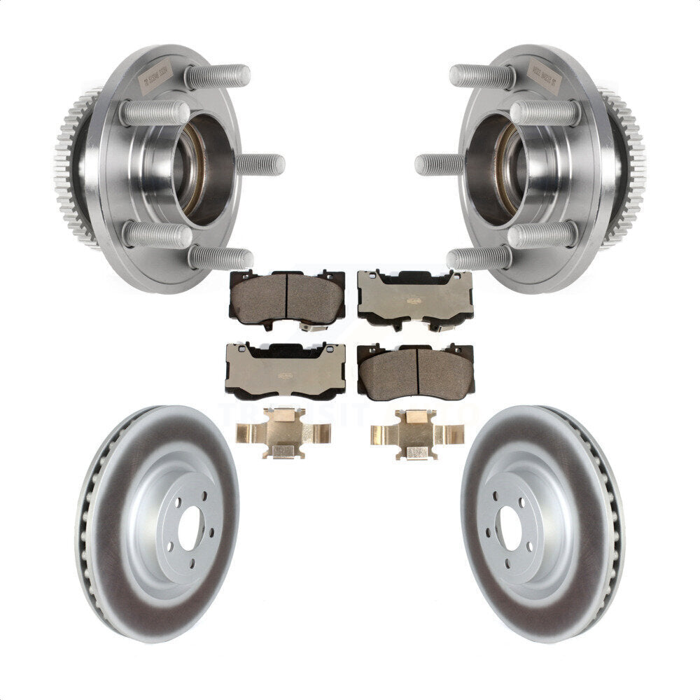 Hub Bearing Assembly Coated Disc Brake Rotor And Pads Front Kit For Ford Mustang