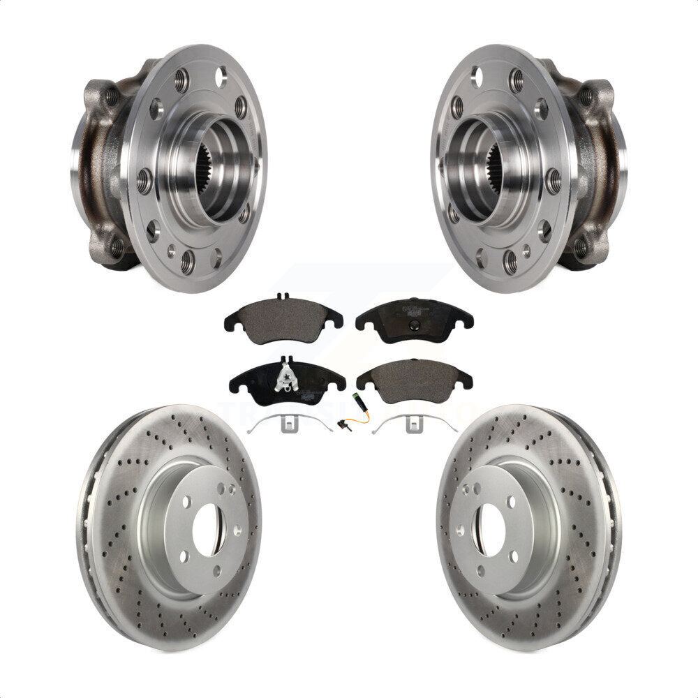 Hub Bearing Coated Brake Rotor And Pad Front Kit For 2017 Mercedes-Benz E400 AWD