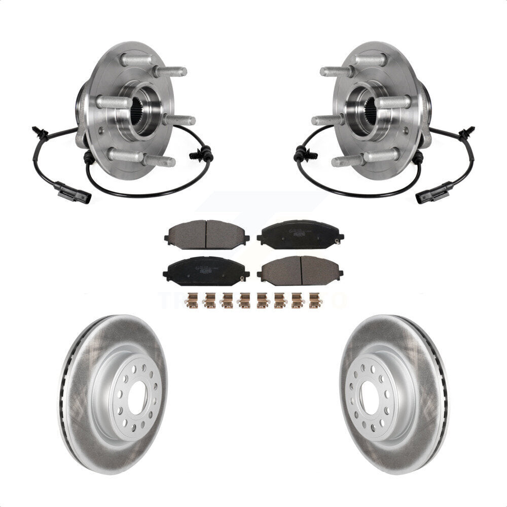Hub Bearing Assembly Coated Disc Brake Rotors And Pads Front Kit For Ram 1500