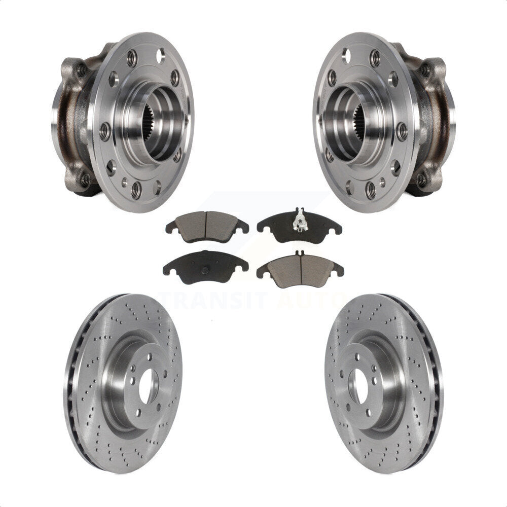 Hub Bearing Assembly Brake Rotor & Pad Front Kit For 2017 Mercedes-Benz E400 AWD