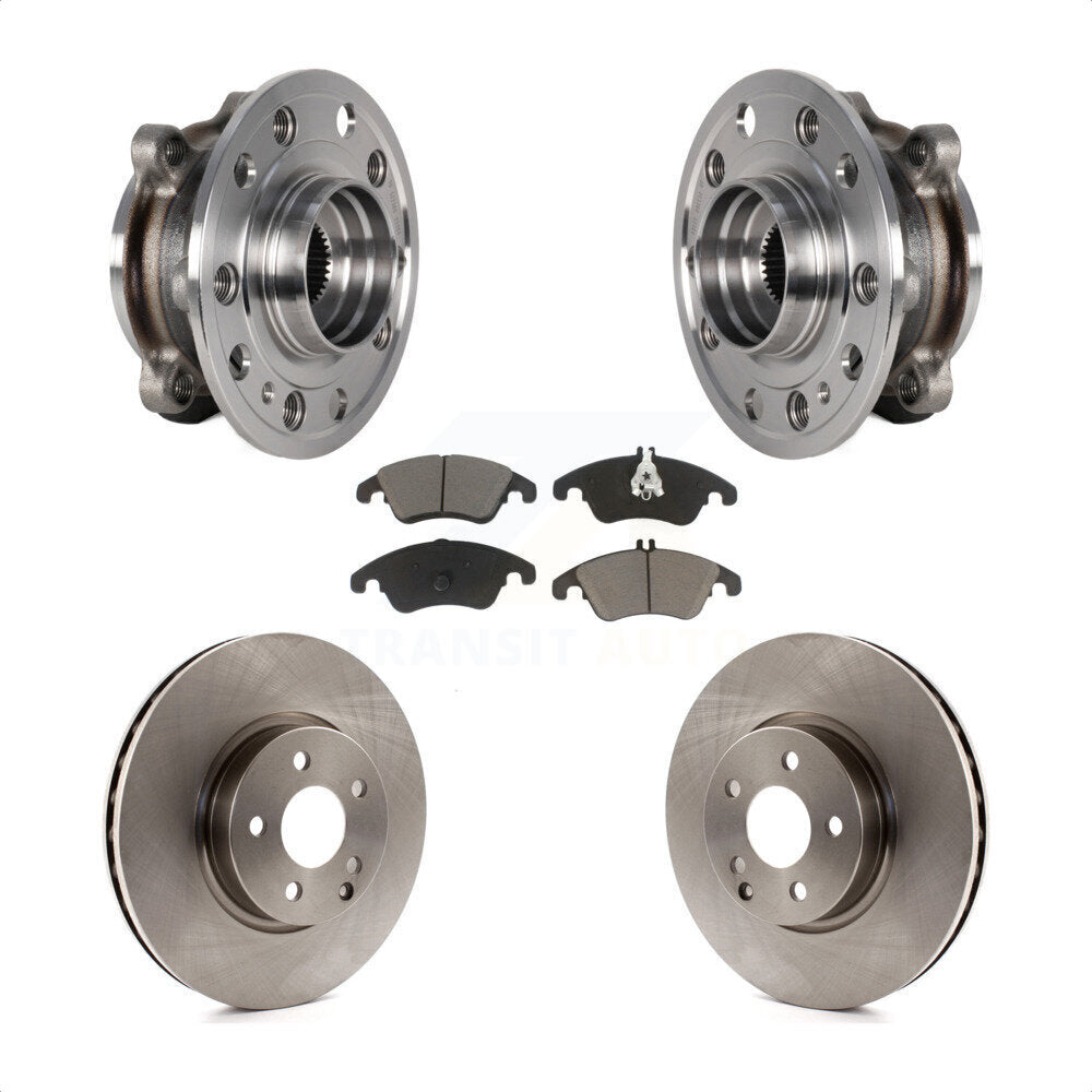 Hub Bearing Assembly Brake Rotor & Pad Front Kit For 2017 Mercedes-Benz E400 AWD