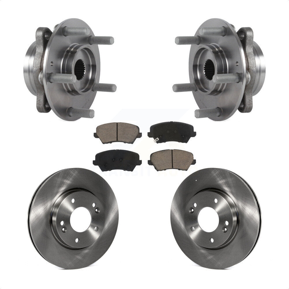 Hub Bearing Assembly Brake Rotor & Pad Front Kit For Hyundai Veloster Elantra GT