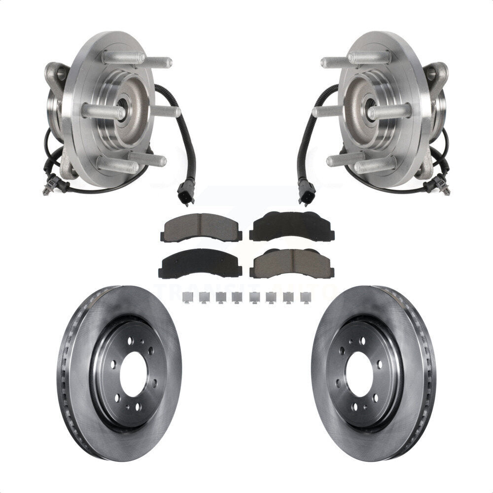 Hub Bearing Brake Rotor Pads Front Kit For Ford Expedition Lincoln Navigator 4WD