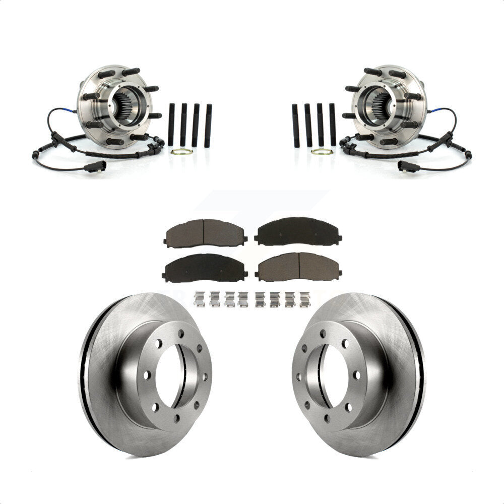Hub Bearing Disc Brake Rotor & Pads Front Kit For 2013 Ford F-250 Super Duty 4WD